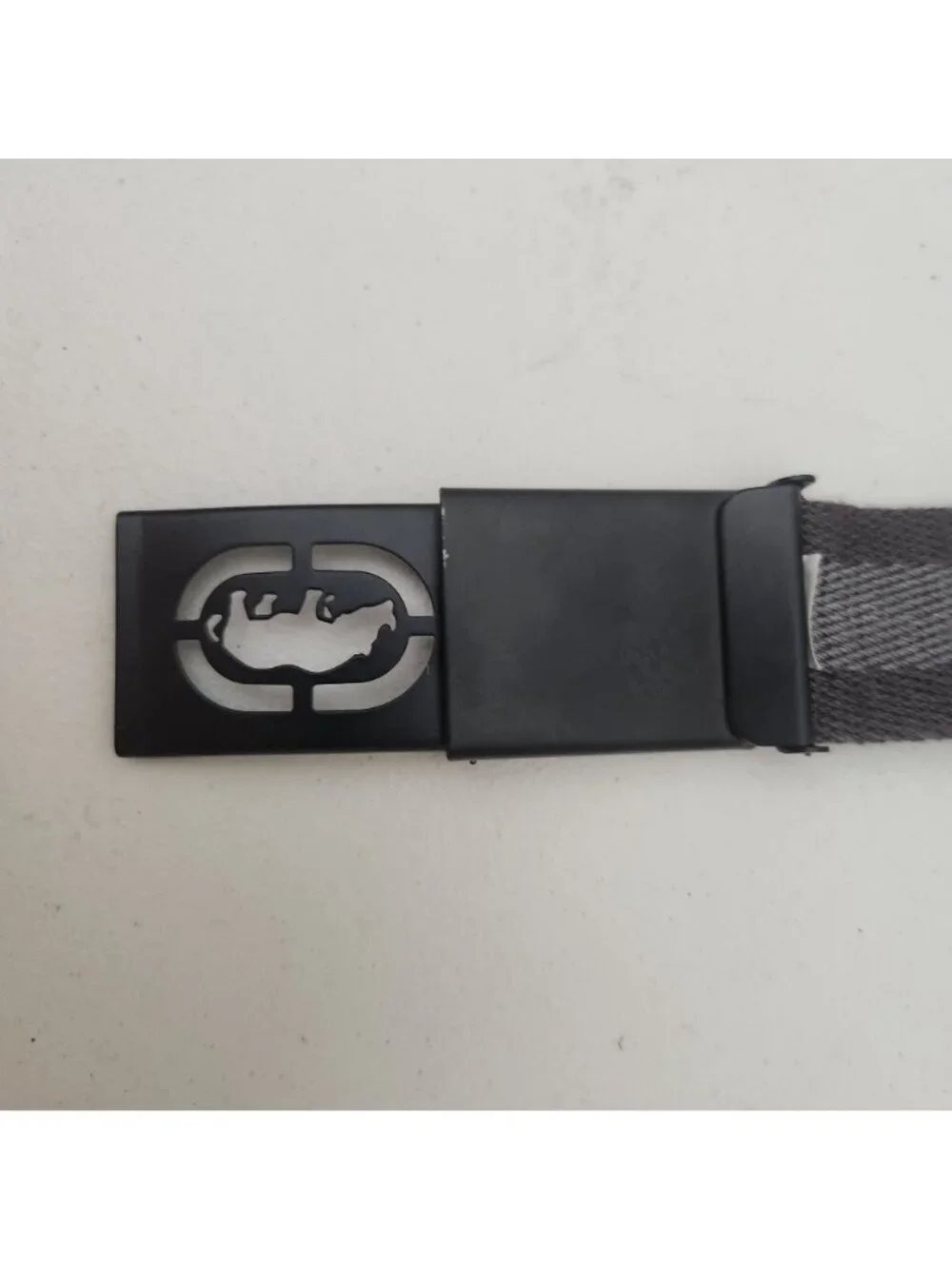 Gray & Black Belt With Rhino Buckle Durable Elastic Material 50 Inches Long